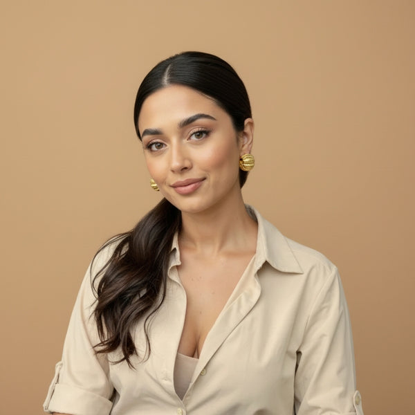 Golden Ripple Stud Earrings