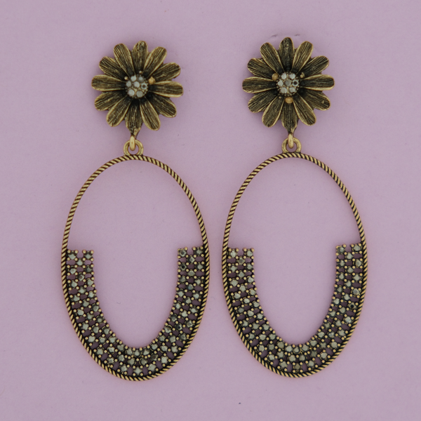 Vintage Bloom Crescent Earrings