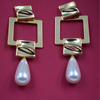 Pearl Square Drop Earrings