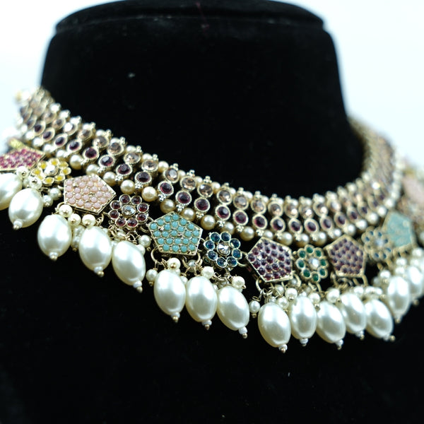 Royal Pastel Pearl Choker Set