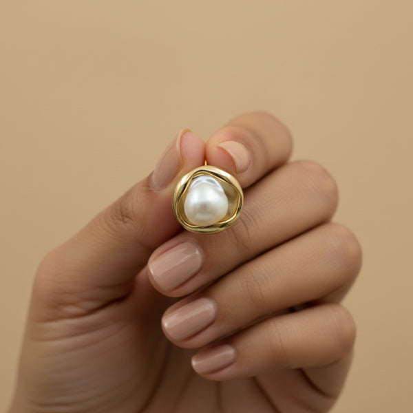 Golden Embrace Pearl Studs