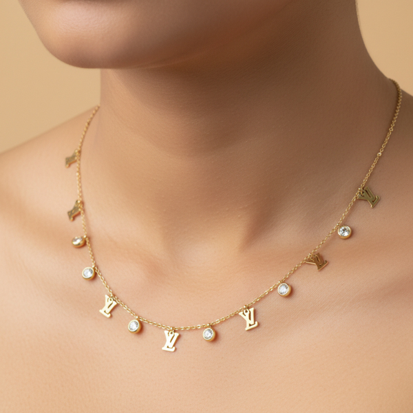 Golden Initial Sparkle Necklace