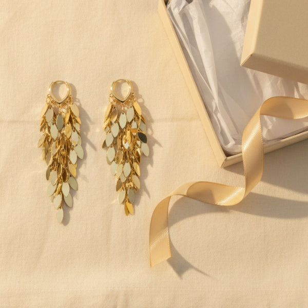 Golden Leaf Cascade Earrings