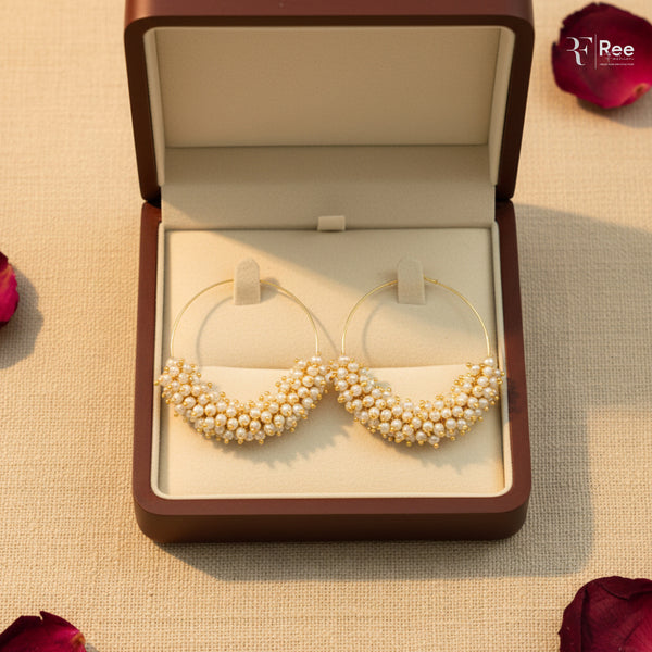 Pearl Bloom Hoop Earrings