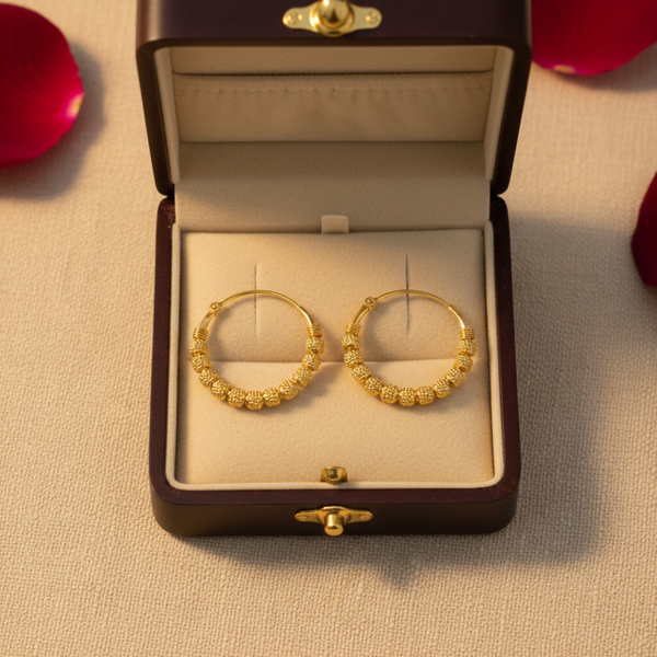 Royal Aura Textured Gold Hoop Earrings