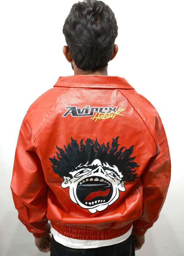 Red Hellstar Graphic Leather Jacket