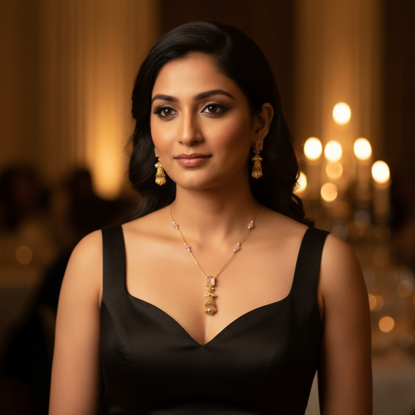 Amethyst Jhumka Drop Necklace