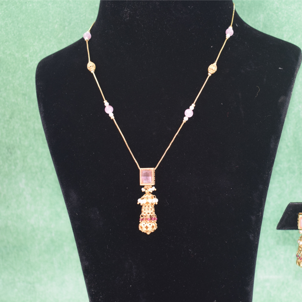 Amethyst Jhumka Drop Necklace