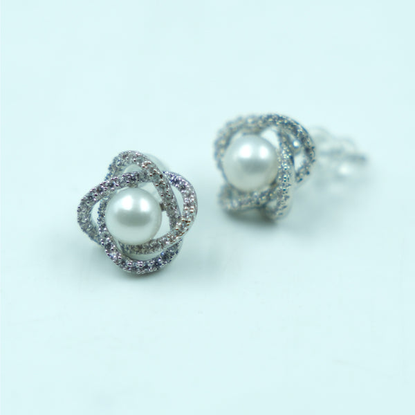 Celeste Pearl Halo Studs