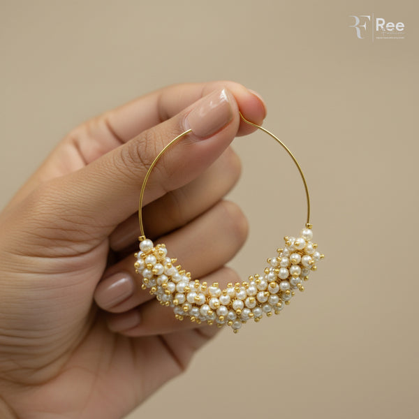 Pearl Bloom Hoop Earrings