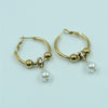 Pearl Charm Golden Hoop Earrings