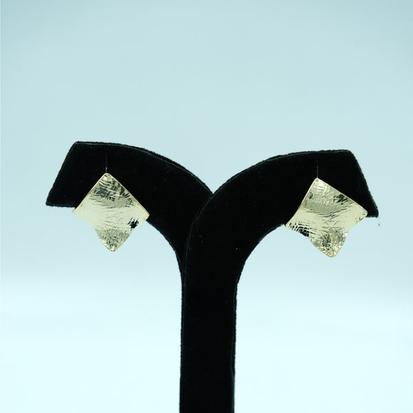 Golden Ripple Square Stud Earrings