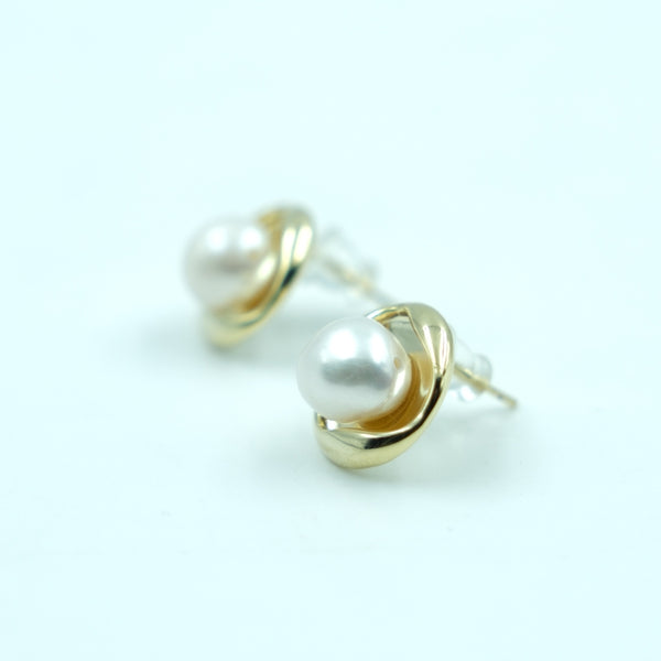 Golden Embrace Pearl Studs
