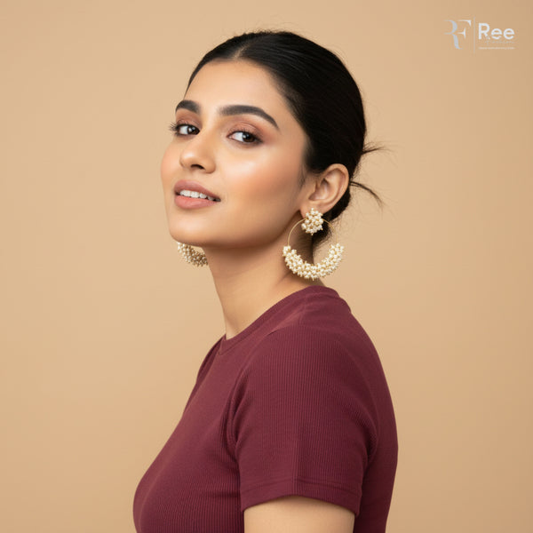 Pearl Bloom Hoop Earrings