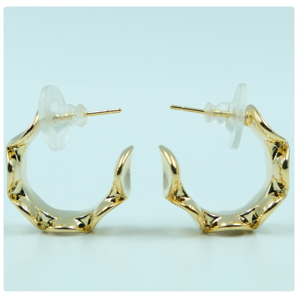Triple Gleam Gold Stud Earrings