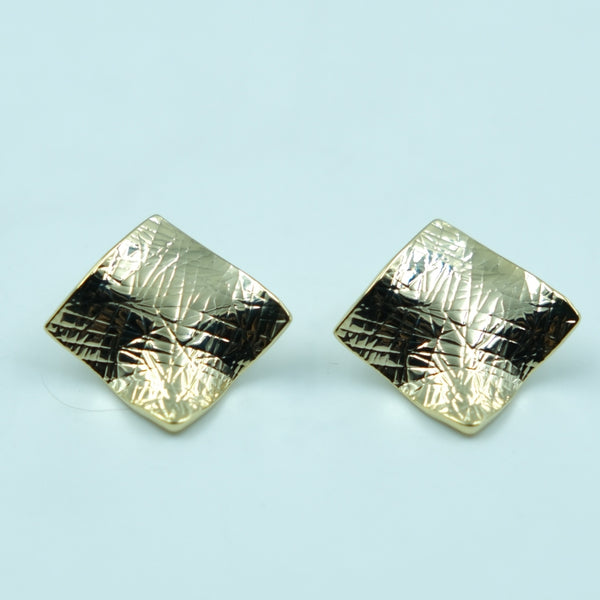 Golden Ripple Square Stud Earrings
