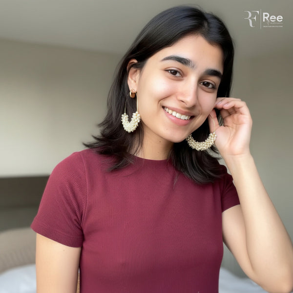 Pearl Bloom Hoop Earrings