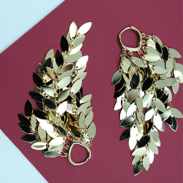 Golden Leaf Cascade Earrings