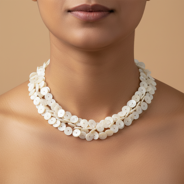 Pearl Shell Cluster Necklace