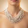 Ivory Cascade Multi-Layer Beaded Statement Necklace