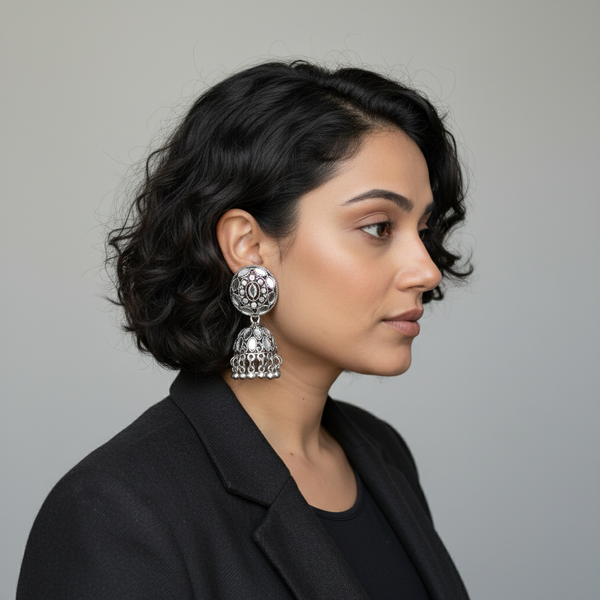 Royal Mirror Meenakari Dome Jhumka Earrings